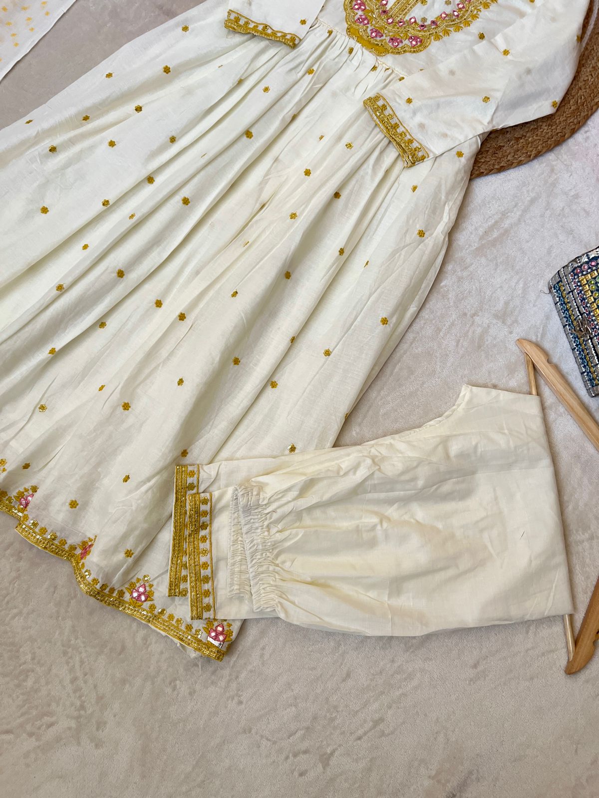 Premium mul cotton dress with embroidery all over frock and pant