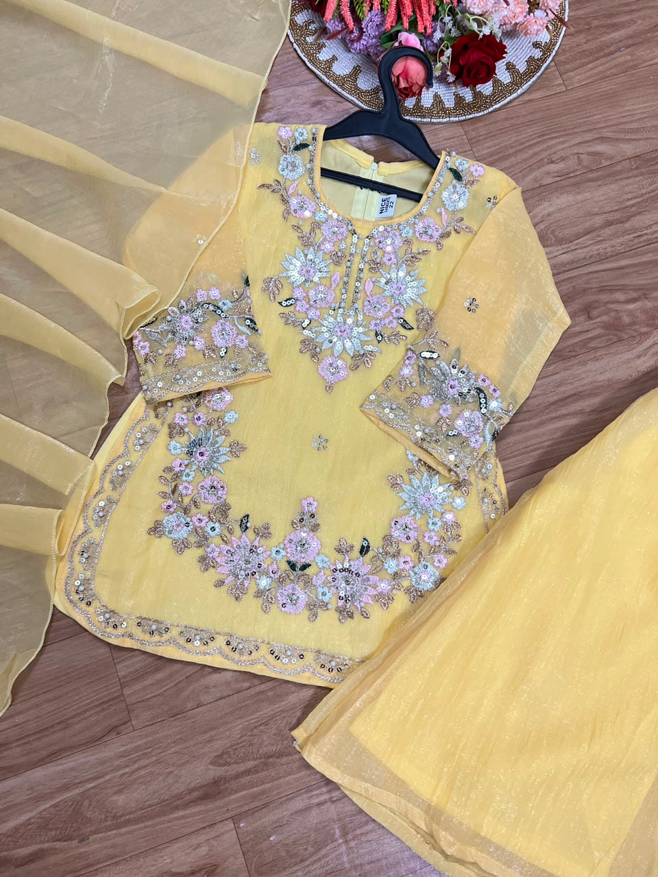 Yellow beautiful silk suit CBRP975