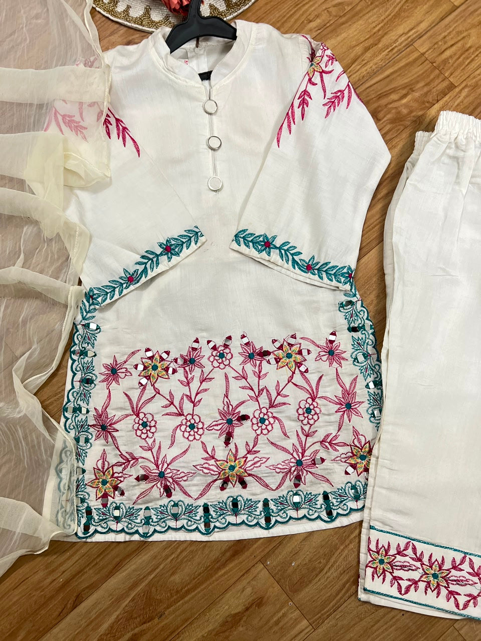White cotton suit kids CBRP975