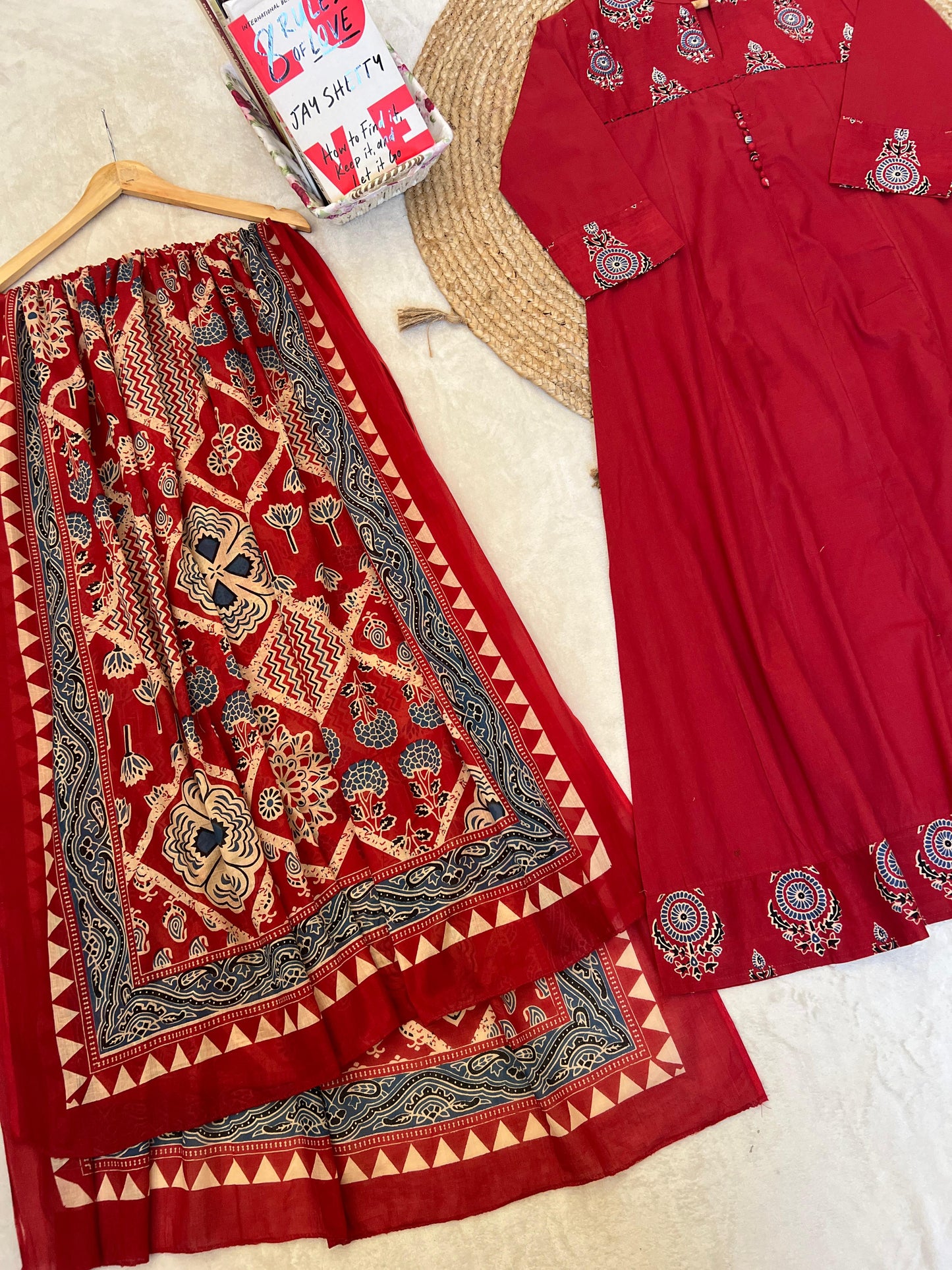 Pure cotton ajrakh print dress