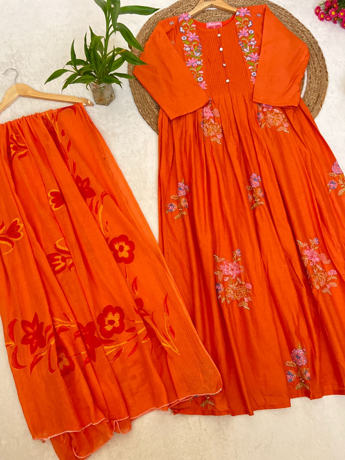 Premium cotton dress with full embroidery