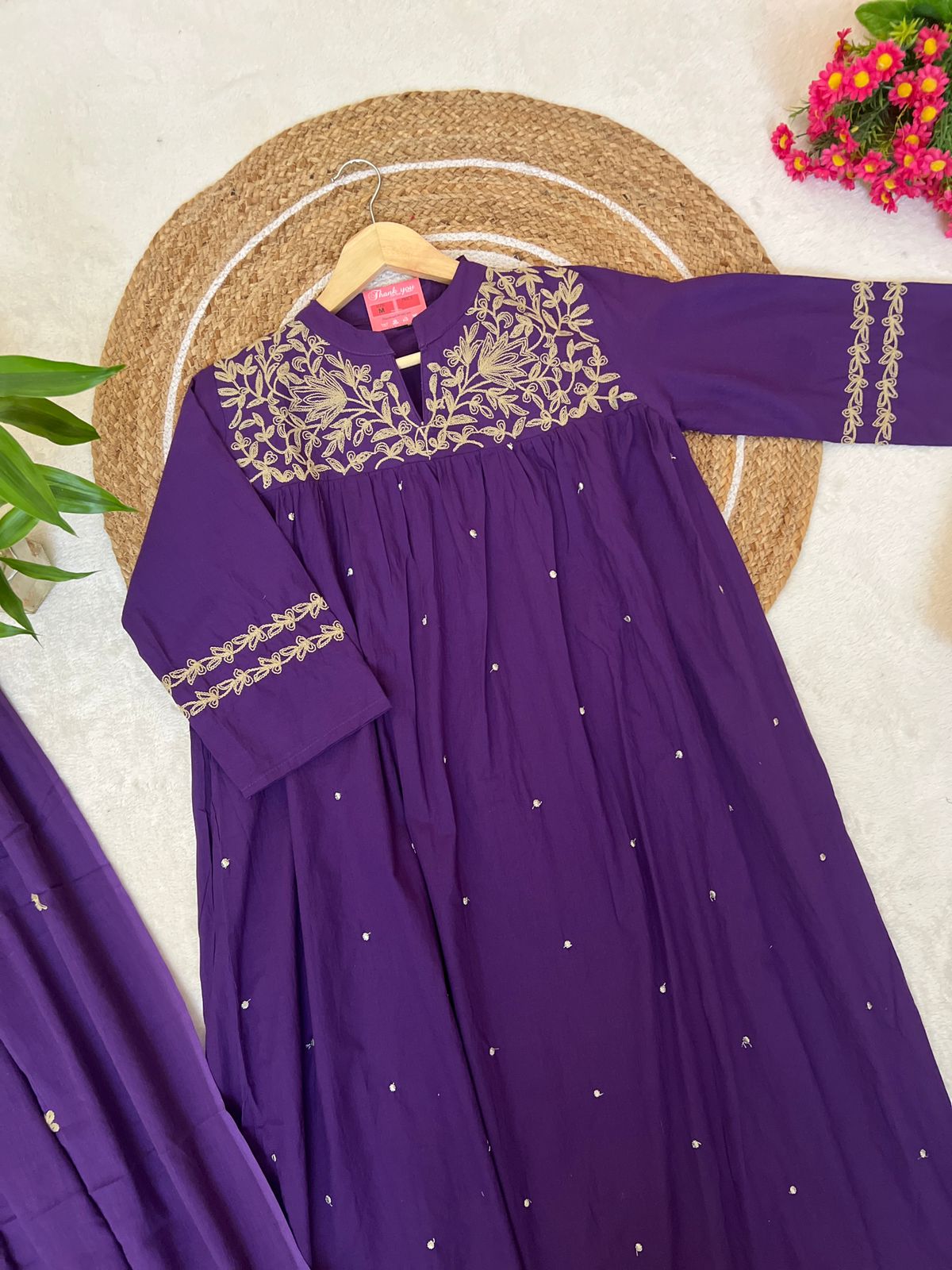 Premium cotton dress with full embroidery