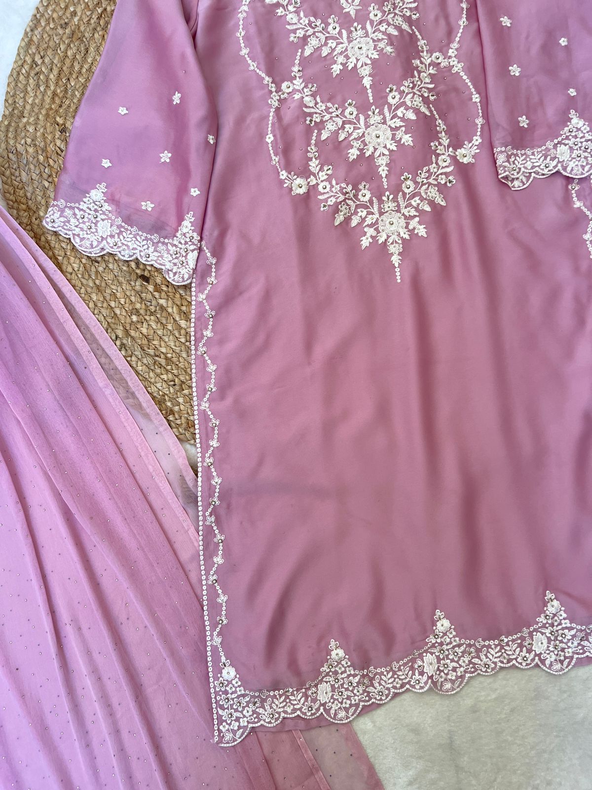 Lavender embroidered 3 pc suit set CPRB1044