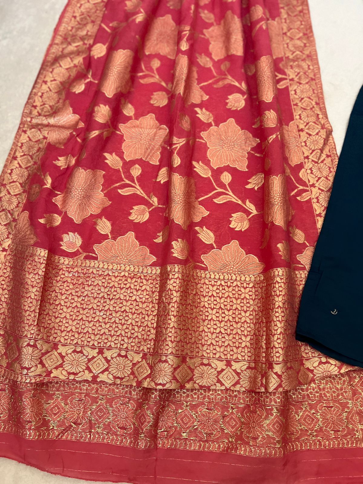 Roman silk dress with banarsi dupatta