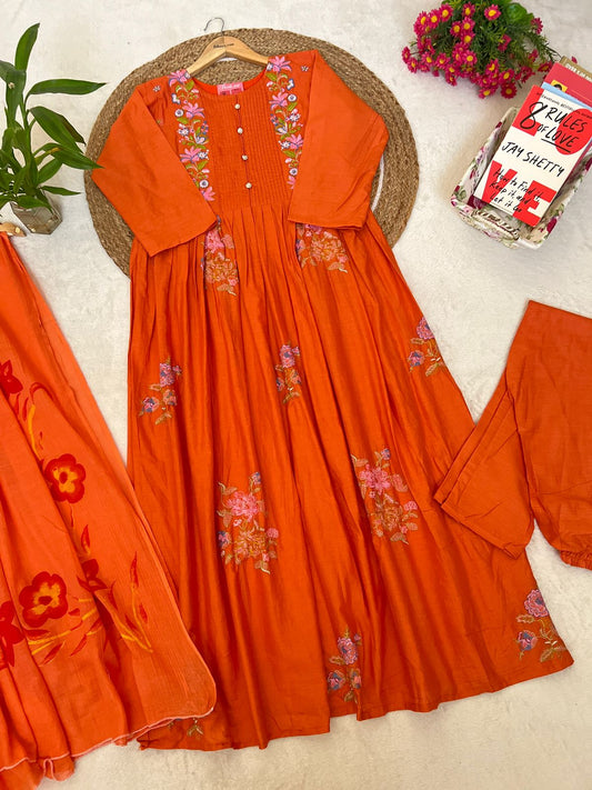 Premium cotton dress with full embroidery