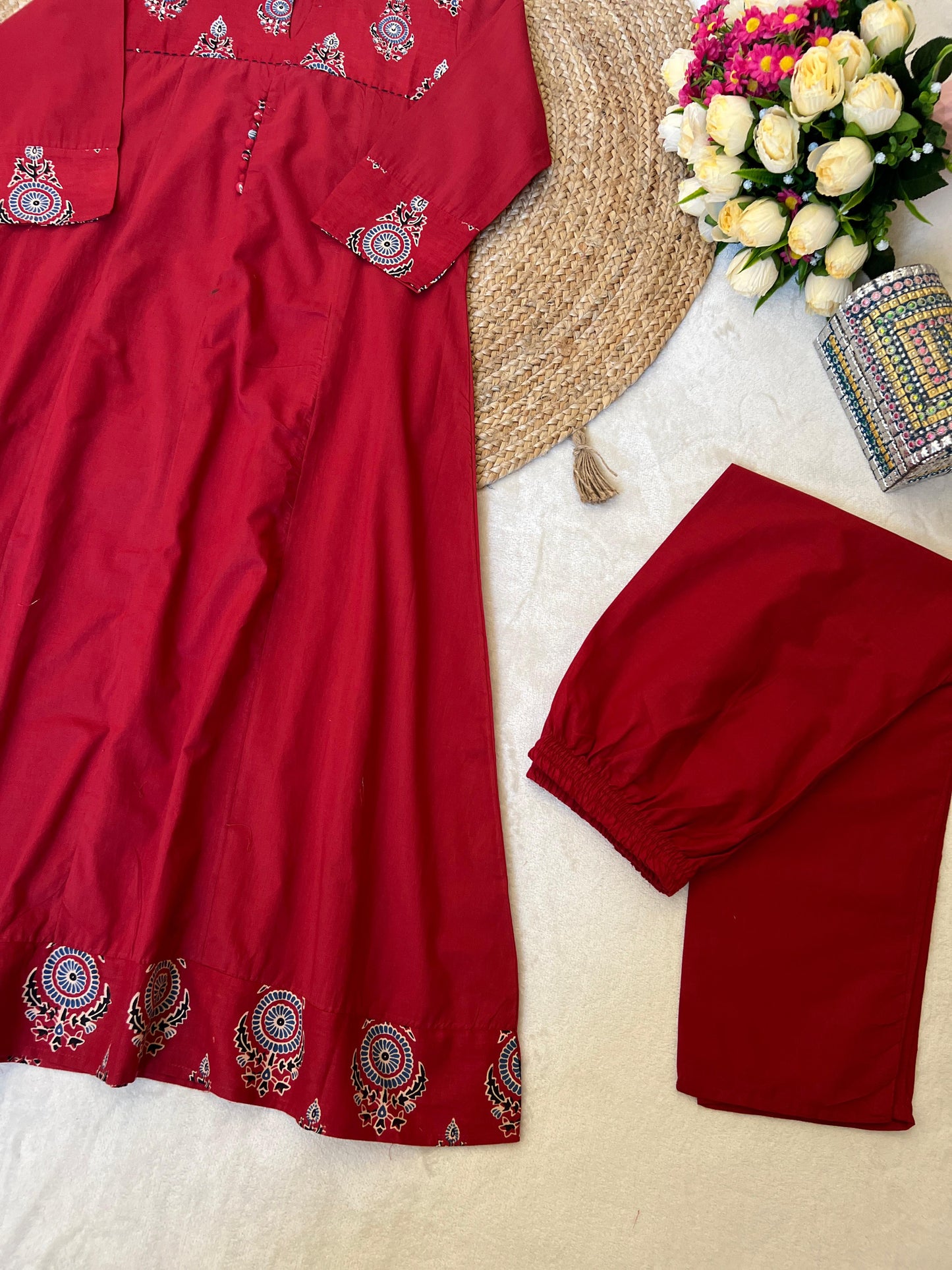 Pure cotton ajrakh print dress