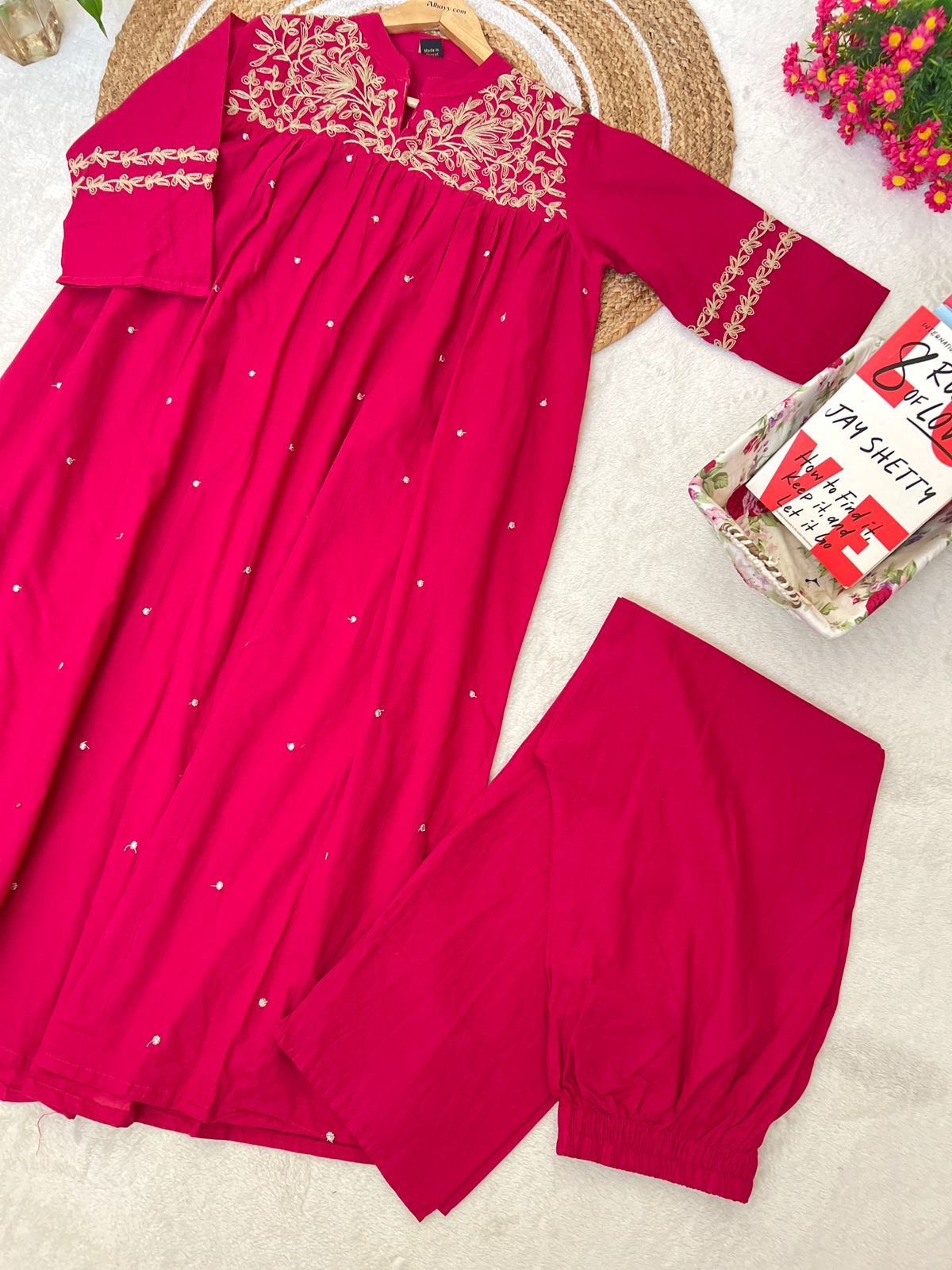 Premium cotton dress with full embroidery