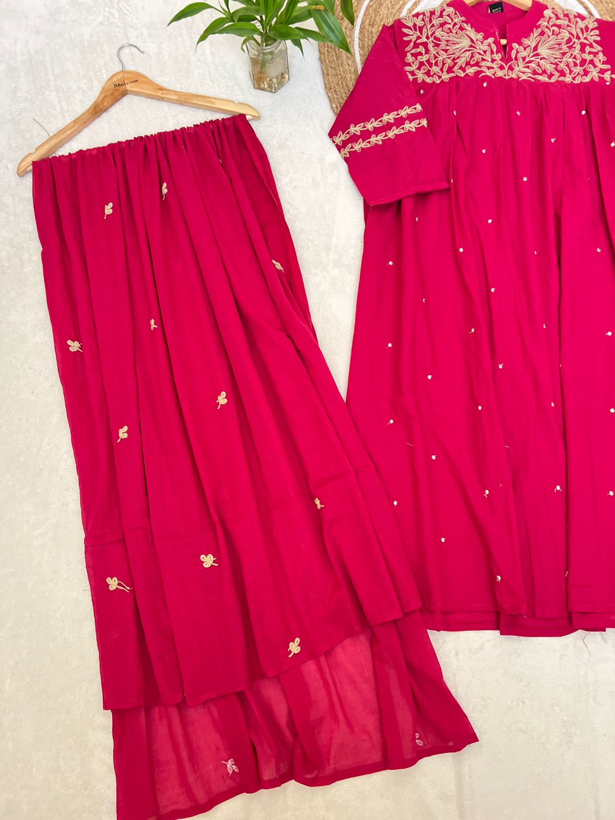 Premium cotton dress with full embroidery