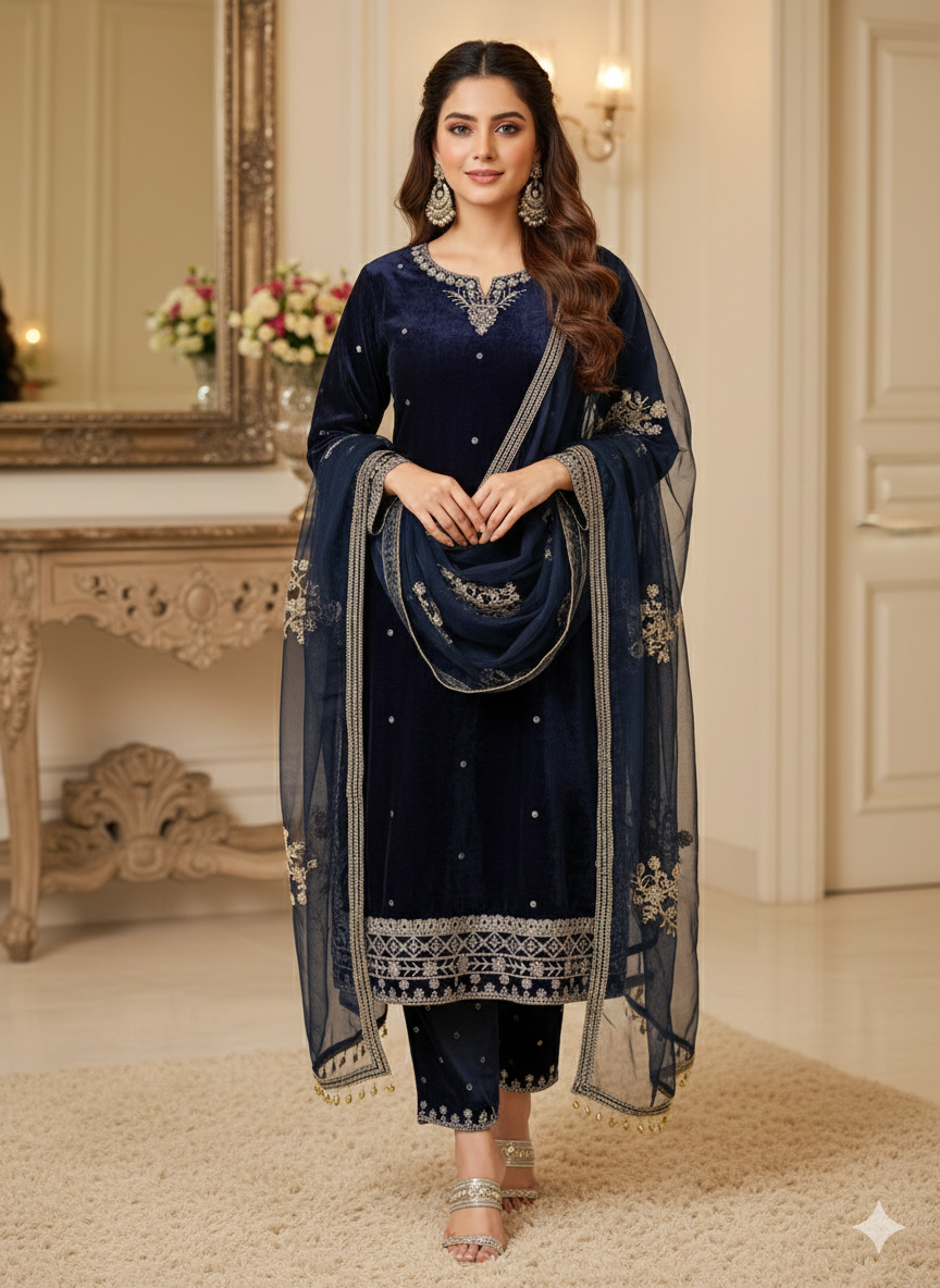 Pure velvet handwork suit