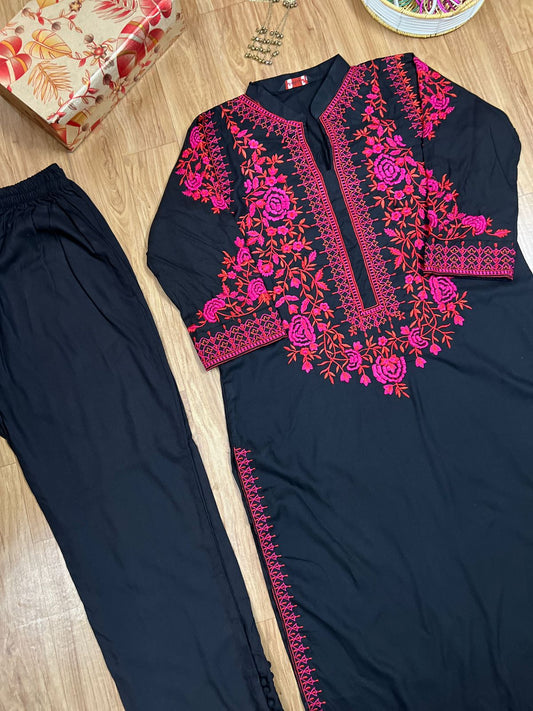 Premium cotton embroidered co ord set
