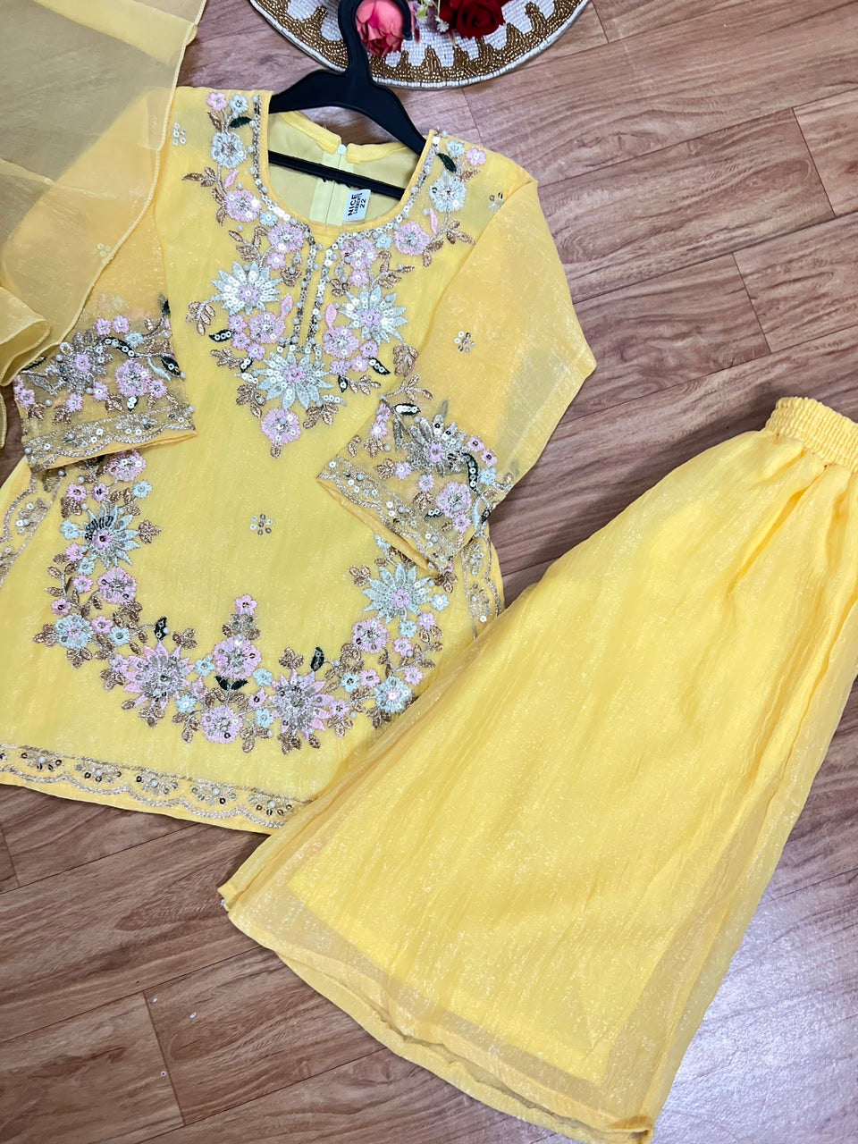 Yellow beautiful silk suit CBRP975