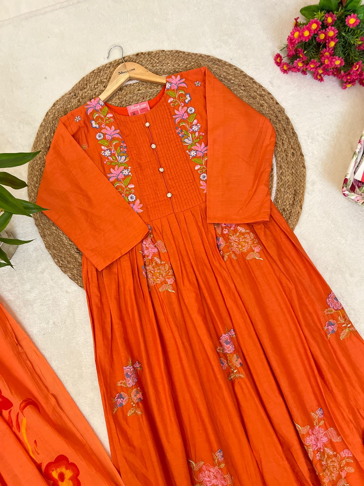 Premium cotton dress with full embroidery