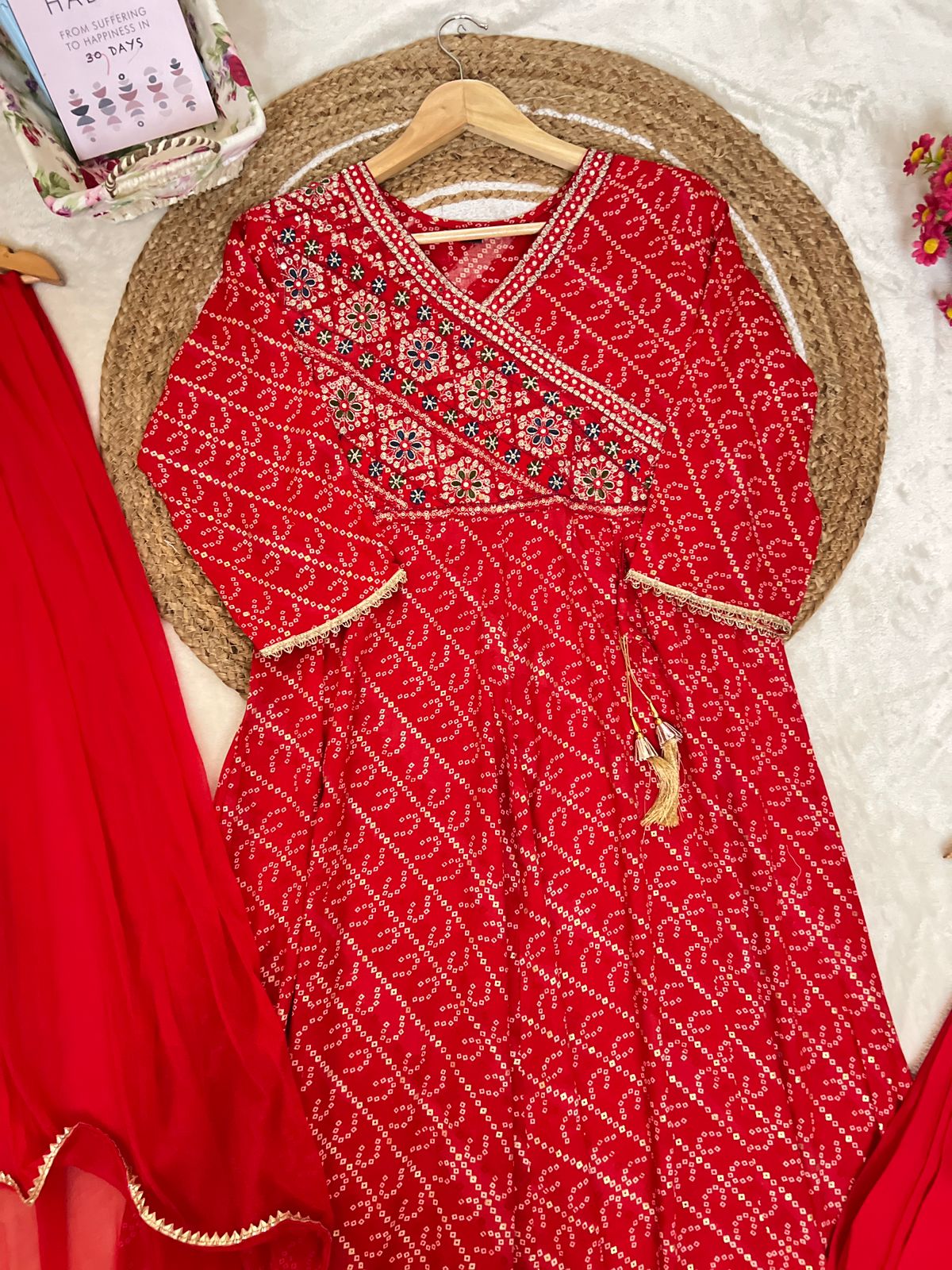 Rayon bandhani frock