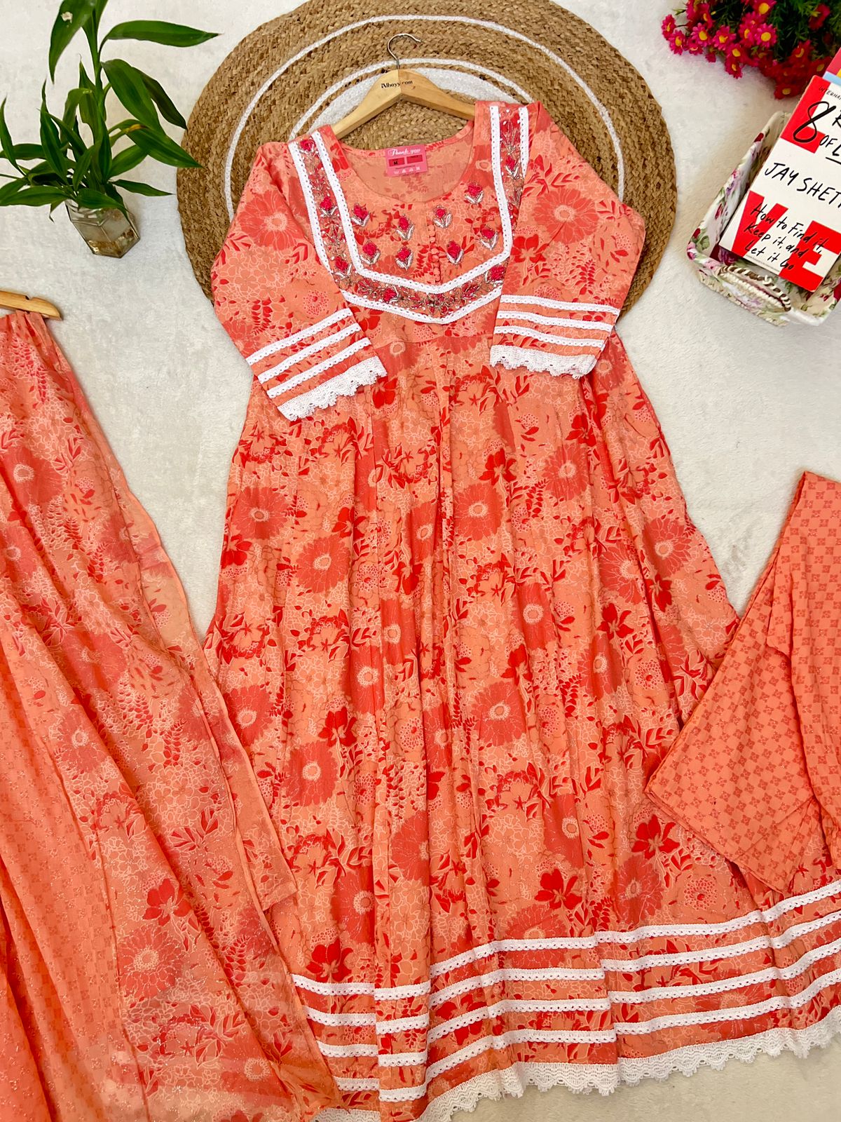 Premium cotton dress with lace detailing