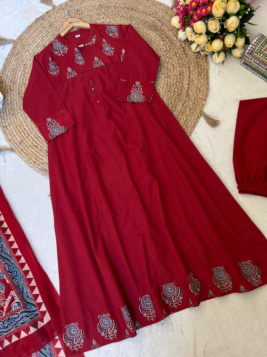 Pure cotton ajrakh print dress