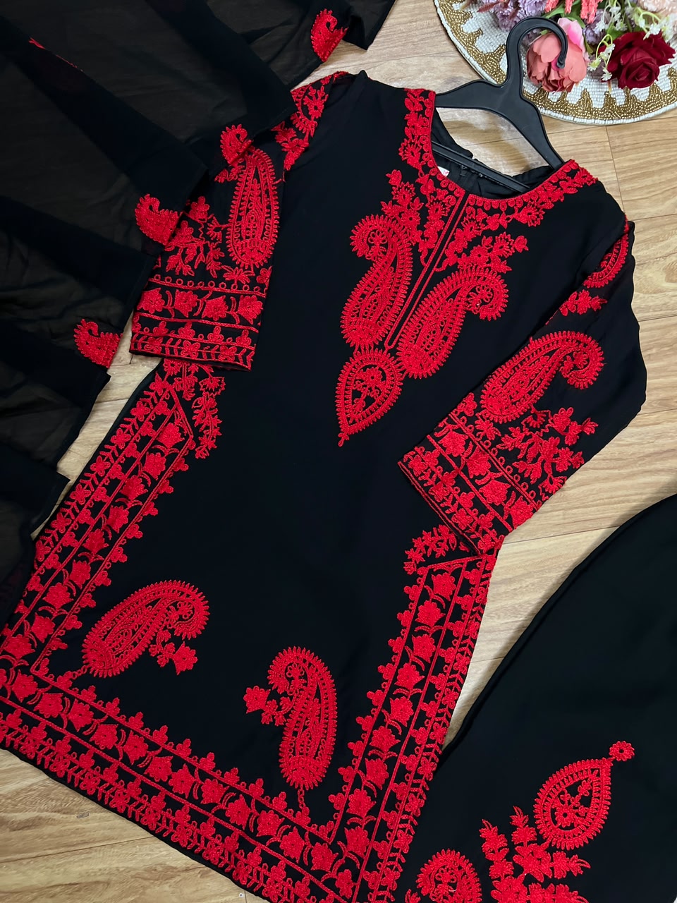 Chikankari black kids dresses CBRP975