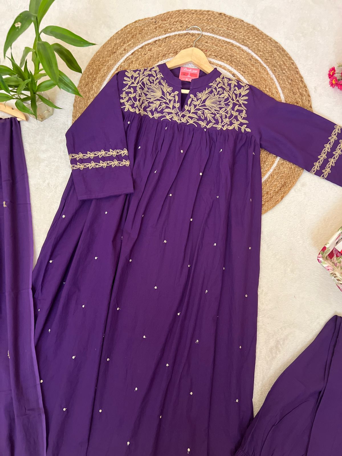 Premium cotton dress with full embroidery