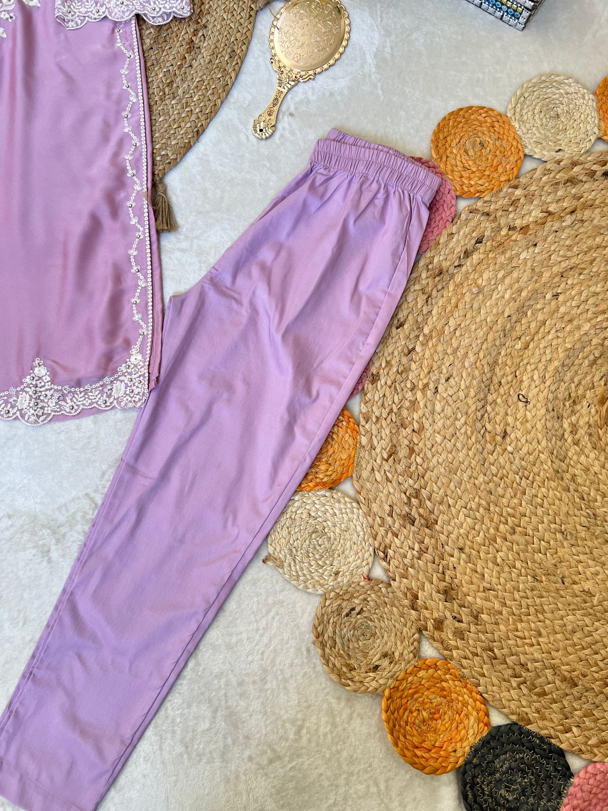 Lavender embroidered 3 pc suit set CPRB1044