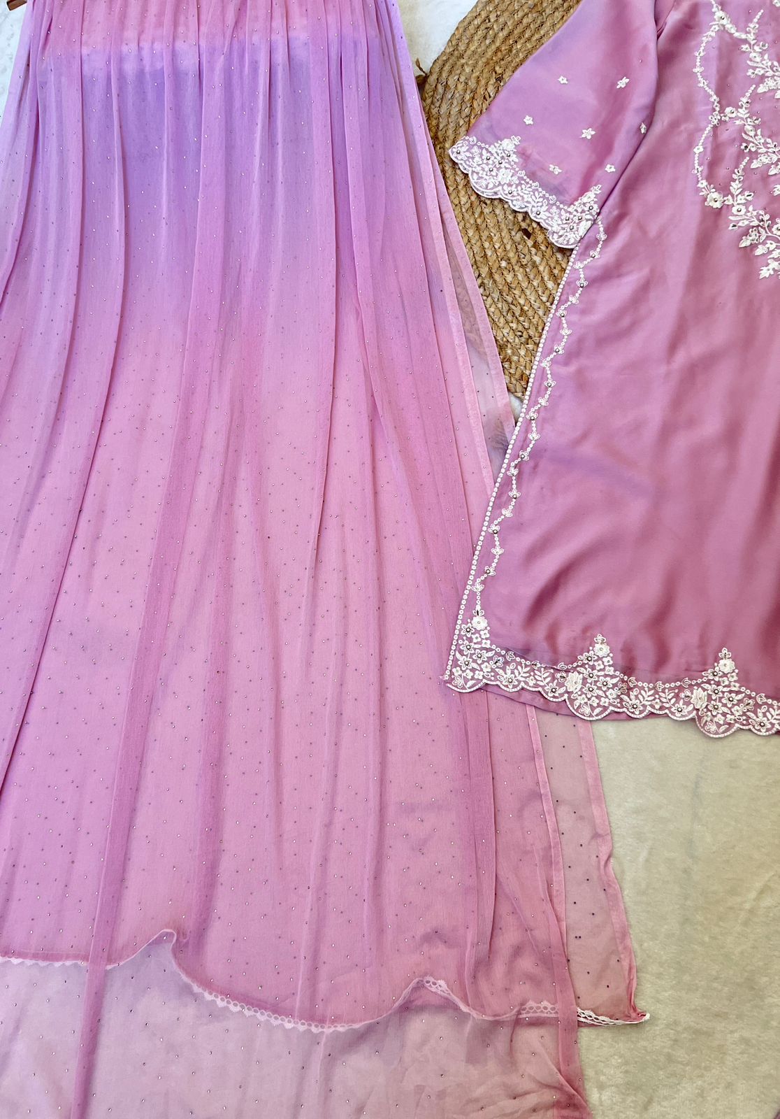 Lavender embroidered 3 pc suit set CPRB1044