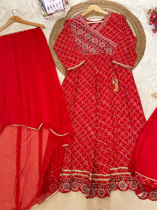 Rayon bandhani frock