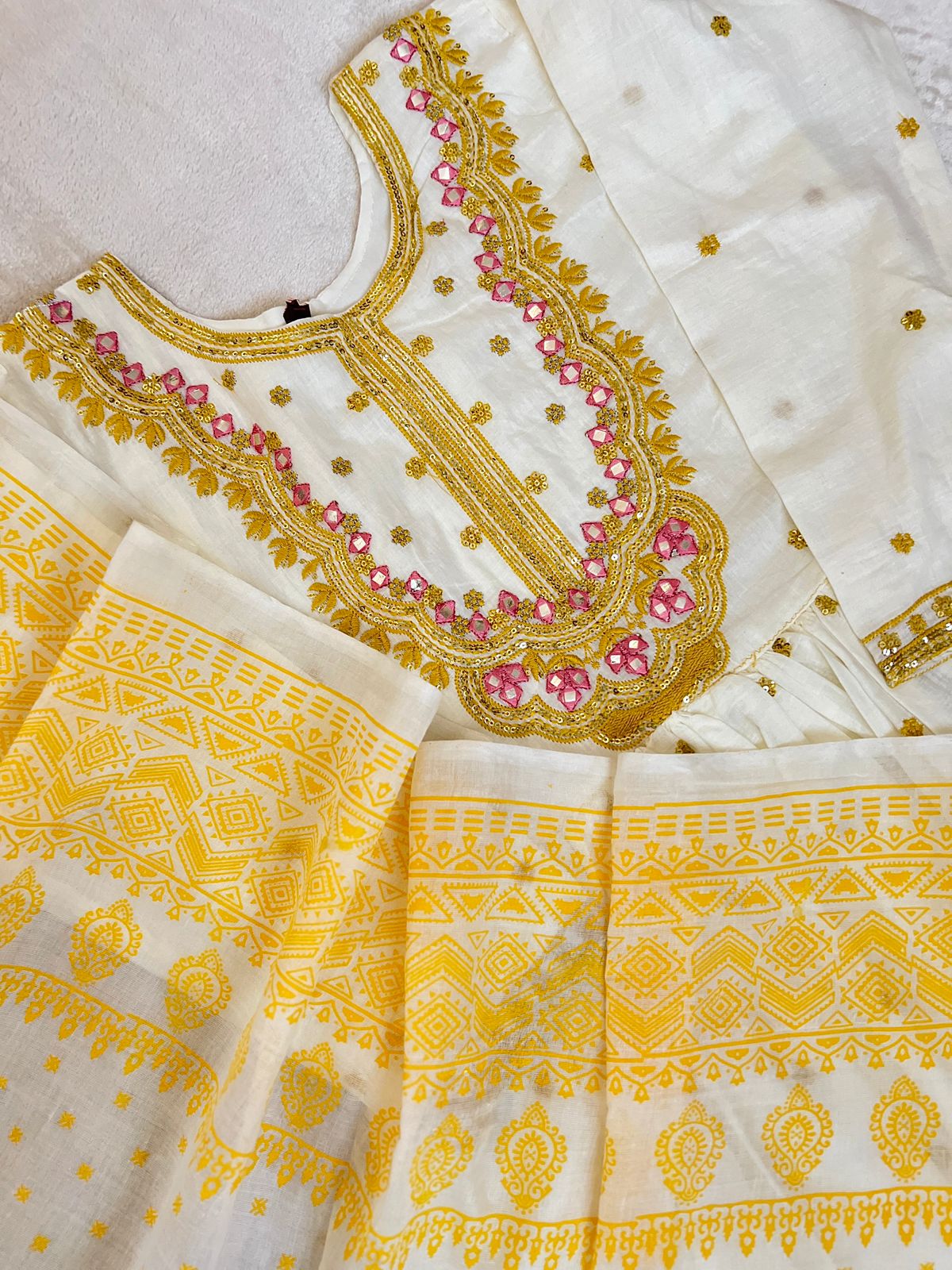 Premium mul cotton dress with embroidery all over frock and pant