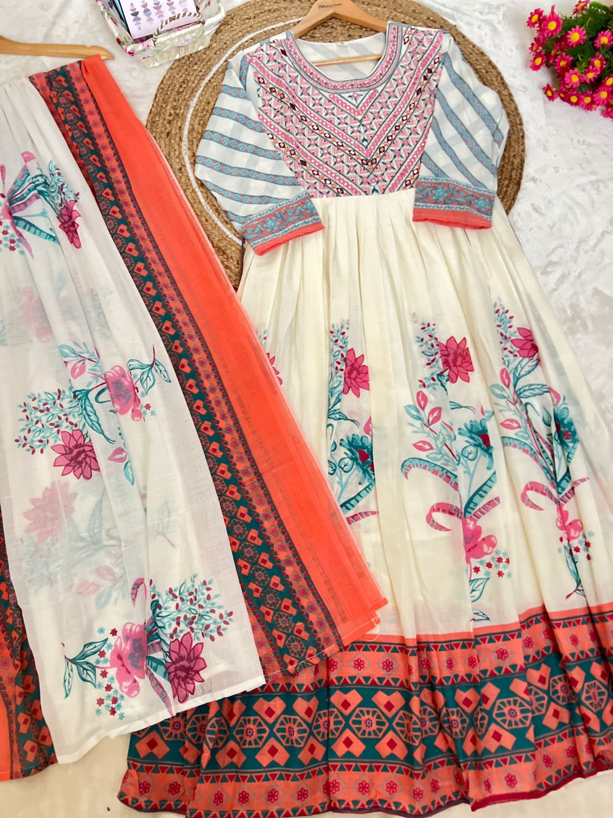 Premium mul cotton anarkali